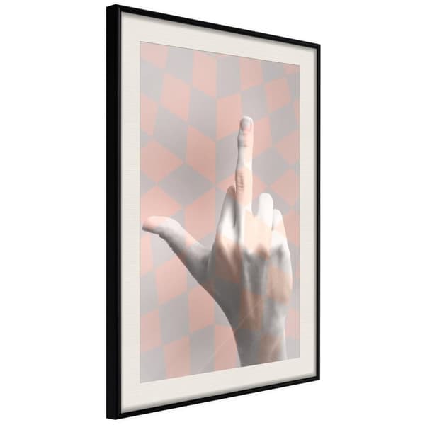 Inramad Poster / Tavla - Middle Finger