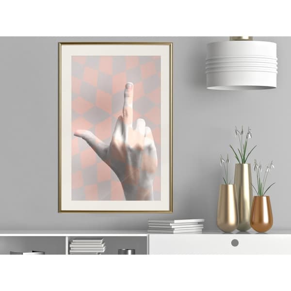 Inramad Poster / Tavla - Middle Finger