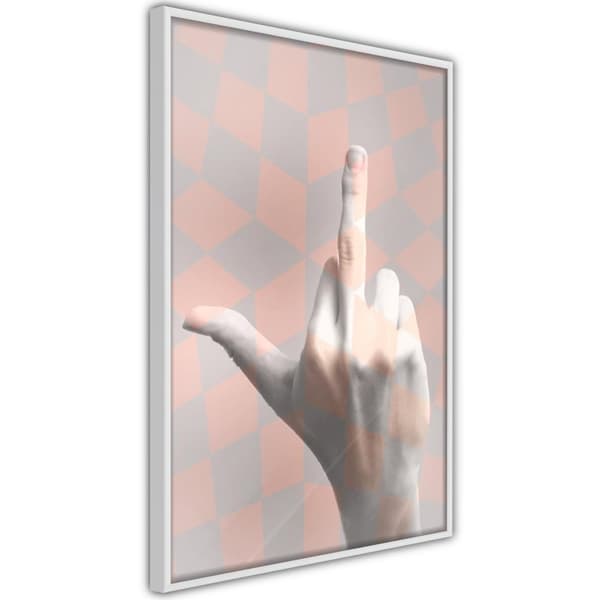 Inramad Poster / Tavla - Middle Finger