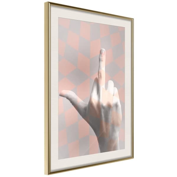 Inramad Poster / Tavla - Middle Finger