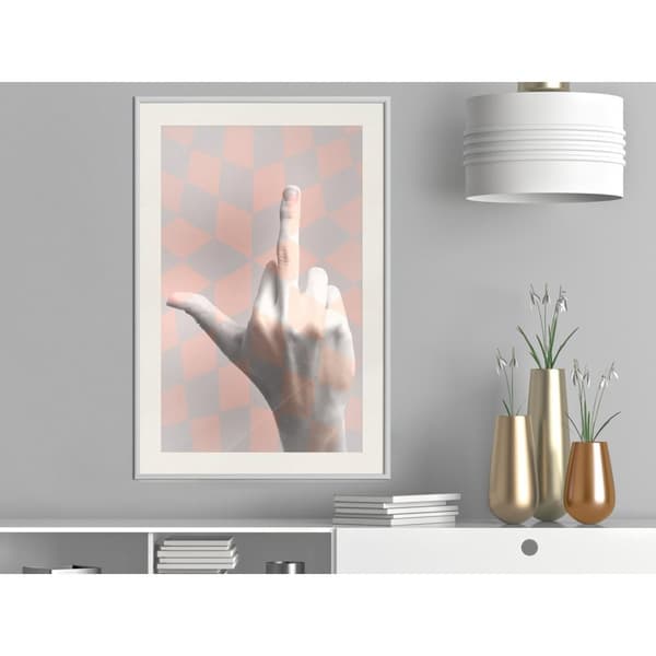 Inramad Poster / Tavla - Middle Finger