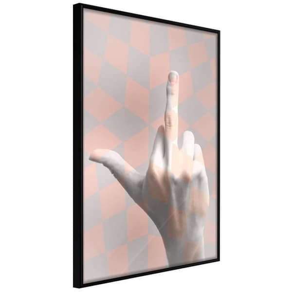 Inramad Poster / Tavla - Middle Finger Svart ram 20x30