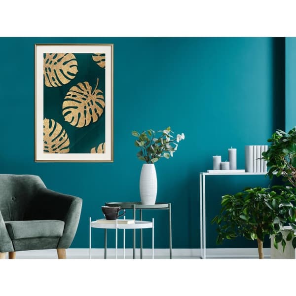 Inramad Poster / Tavla - Gilded Monstera Leaves