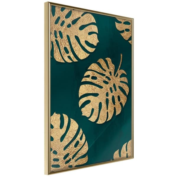 Inramad Poster / Tavla - Gilded Monstera Leaves Guldram 20x30