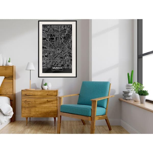 Inramad Poster / Tavla - City Map: Munich (Dark)