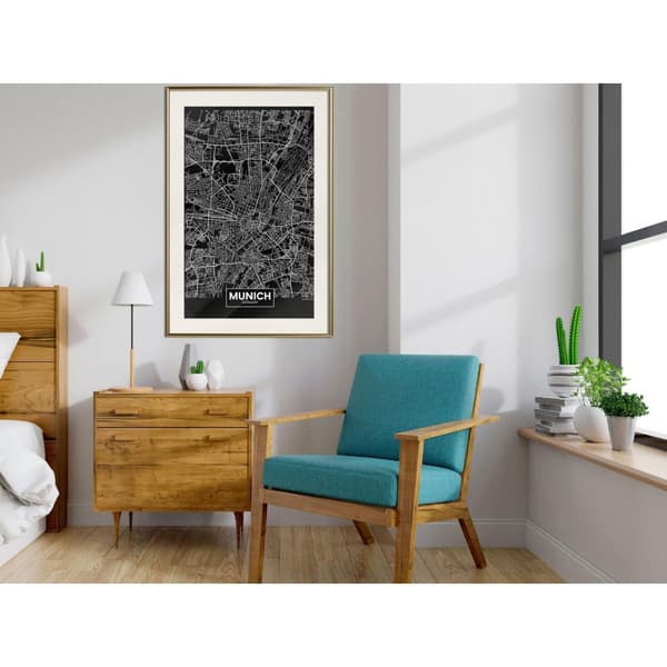 Inramad Poster / Tavla - City Map: Munich (Dark)