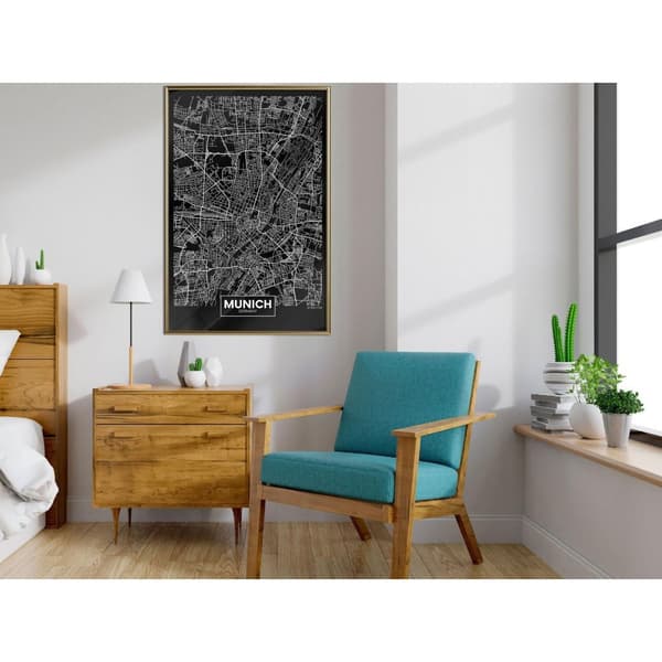 Inramad Poster / Tavla - City Map: Munich (Dark)