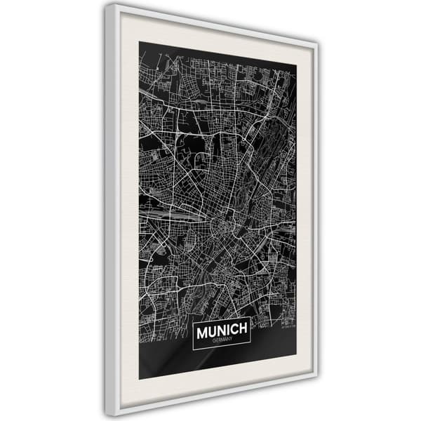 Inramad Poster / Tavla - City Map: Munich (Dark)