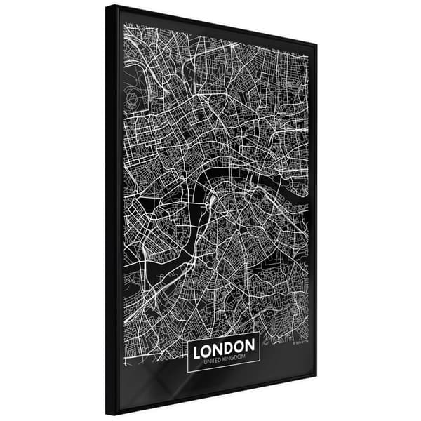 Inramad Poster / Tavla - City Map: London (Dark)