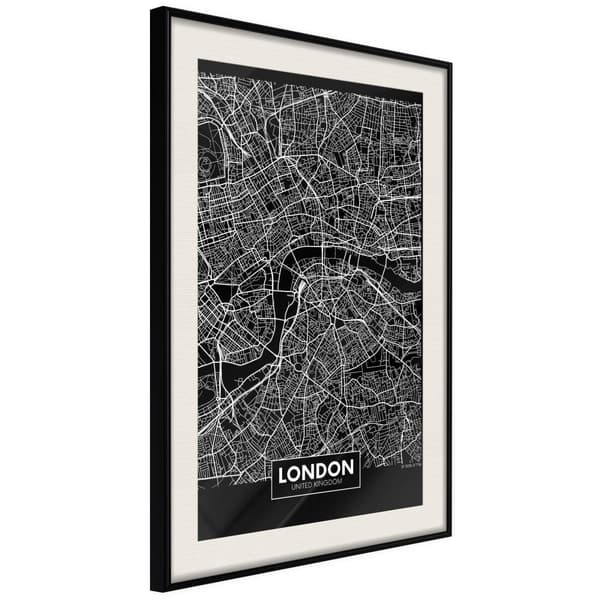 Inramad Poster / Tavla - City Map: London (Dark)