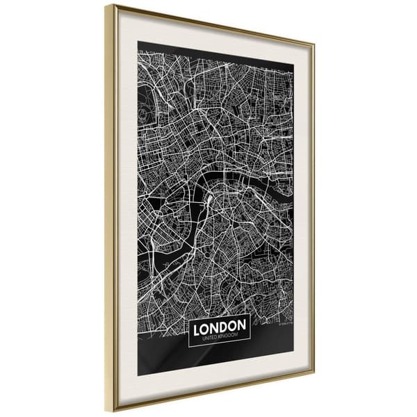 Inramad Poster / Tavla - City Map: London (Dark)