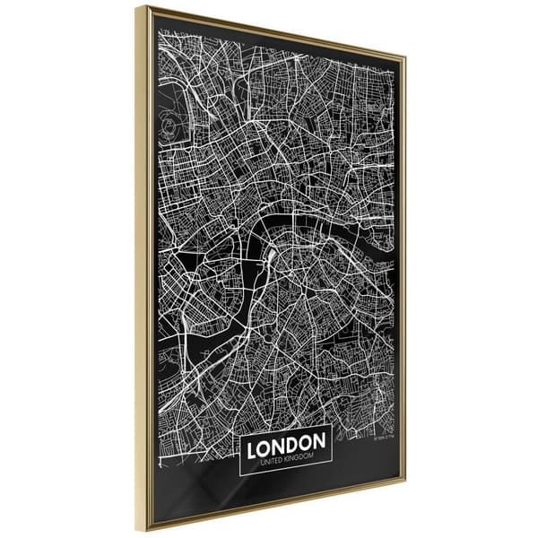 Inramad Poster / Tavla - City Map: London (Dark)