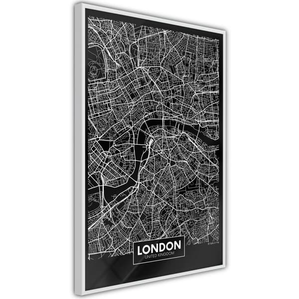 Inramad Poster / Tavla - City Map: London (Dark)
