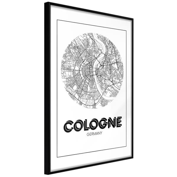 Inramad Poster / Tavla - City Map: Cologne (Round)