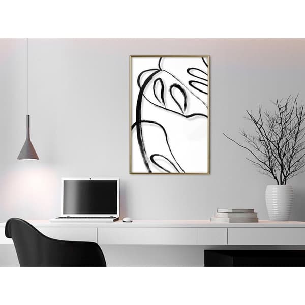 Inramad Poster / Tavla - Painted Monstera Leaf
