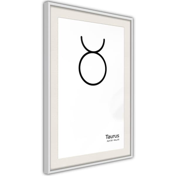 Inramad Poster / Tavla - Zodiac: Taurus II Vit ram med passepartout 40x60