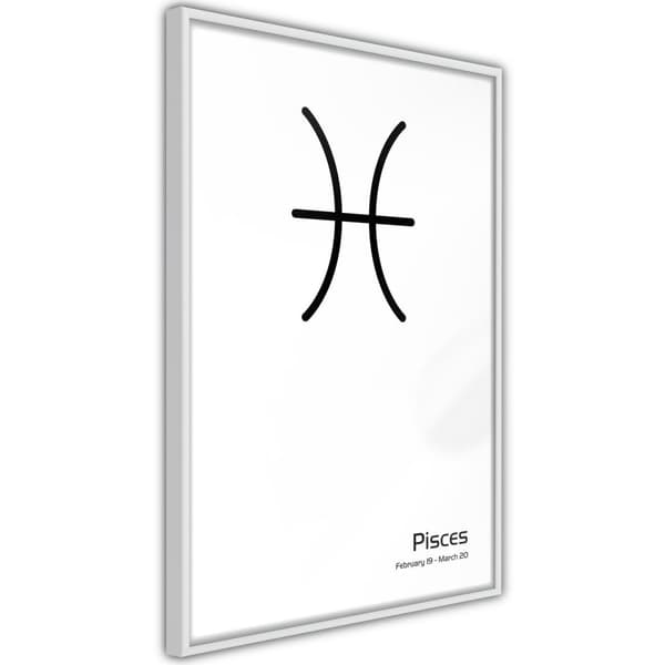 Inramad Poster / Tavla - Zodiac: Pisces II Vit ram 30x45