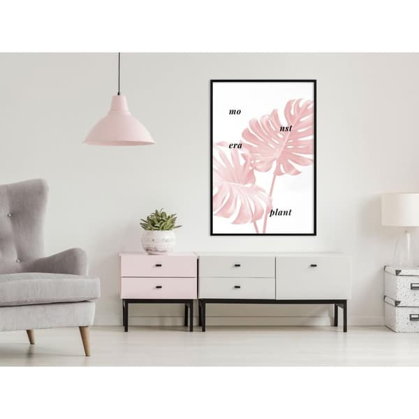 Inramad Poster / Tavla - Pale Pink Monstera