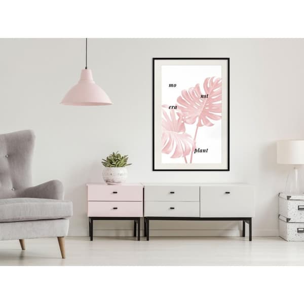 Inramad Poster / Tavla - Pale Pink Monstera