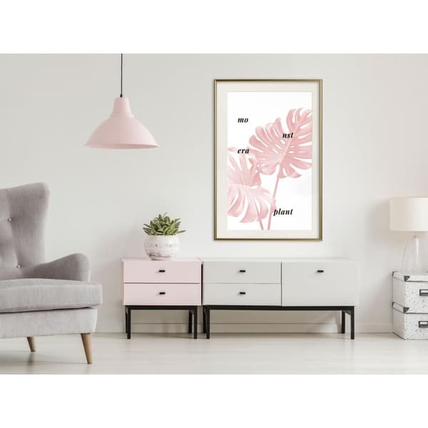 Inramad Poster / Tavla - Pale Pink Monstera