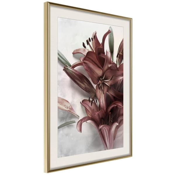Inramad Poster / Tavla - Burgundy Solace Guldram med passepartout 20x30