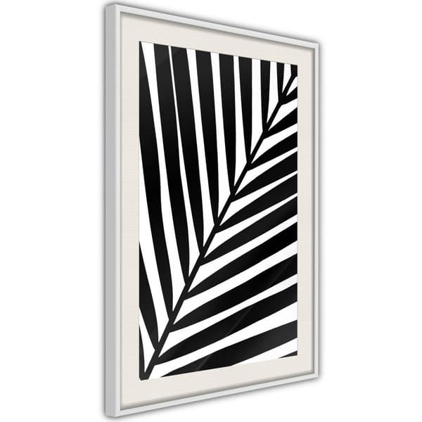 Inramad Poster / Tavla - Black Palm Vit ram med passepartout 30x45