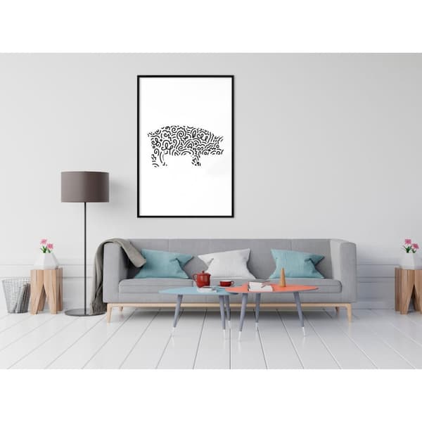 Inramad Poster / Tavla - Curly Pig