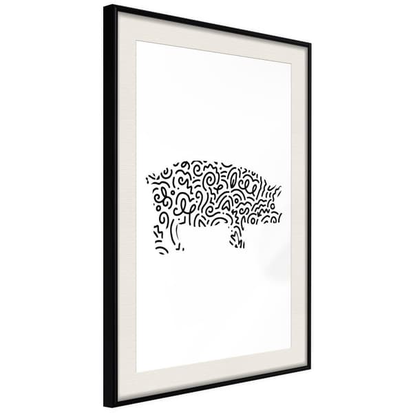 Inramad Poster / Tavla - Curly Pig