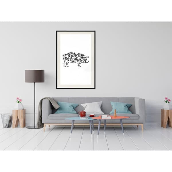 Inramad Poster / Tavla - Curly Pig