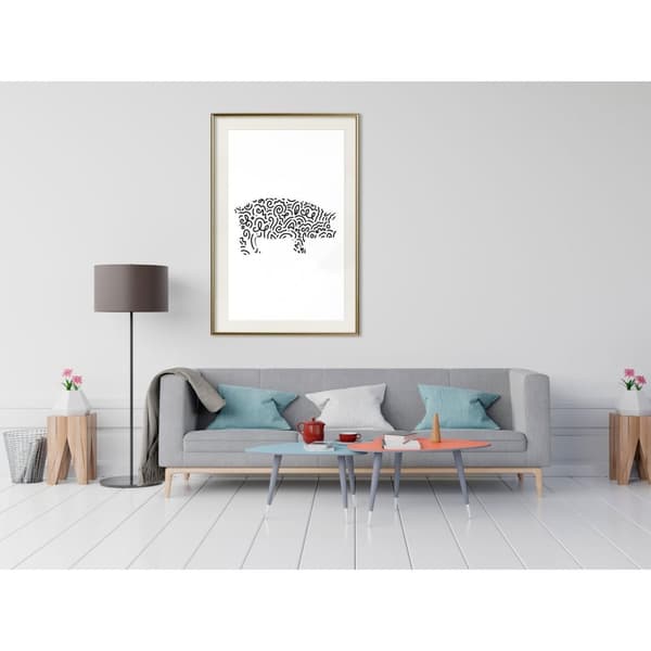 Inramad Poster / Tavla - Curly Pig