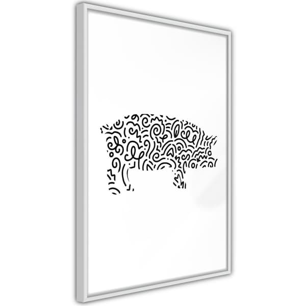 Inramad Poster / Tavla - Curly Pig