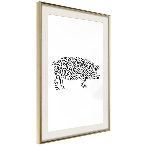 Inramad Poster / Tavla - Curly Pig