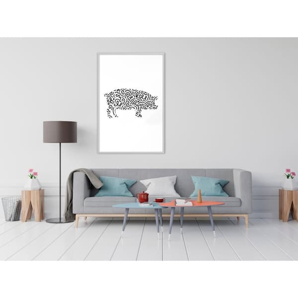 Inramad Poster / Tavla - Curly Pig