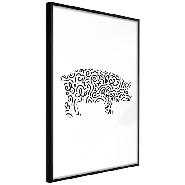 Inramad Poster / Tavla - Curly Pig