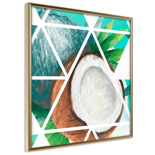 Inramad Poster / Tavla - Tropical Mosaic with Coconut (Square)