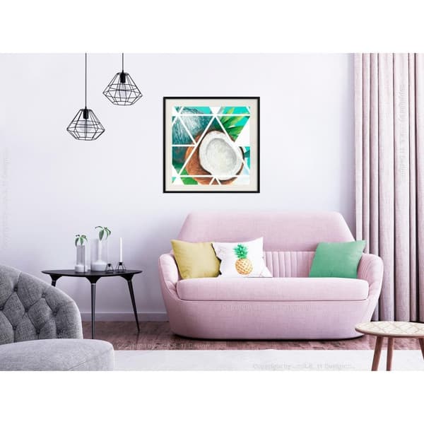 Inramad Poster / Tavla - Tropical Mosaic with Coconut (Square)