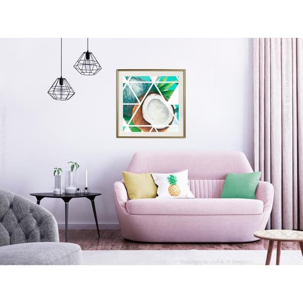 Inramad Poster / Tavla - Tropical Mosaic with Coconut (Square)