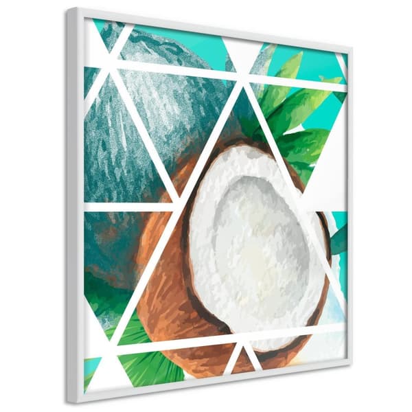 Inramad Poster / Tavla - Tropical Mosaic with Coconut (Square)