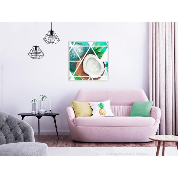 Inramad Poster / Tavla - Tropical Mosaic with Coconut (Square)