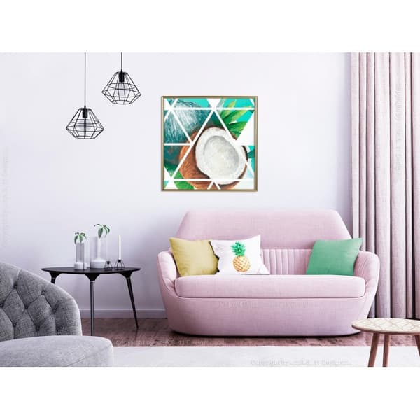Inramad Poster / Tavla - Tropical Mosaic with Coconut (Square)