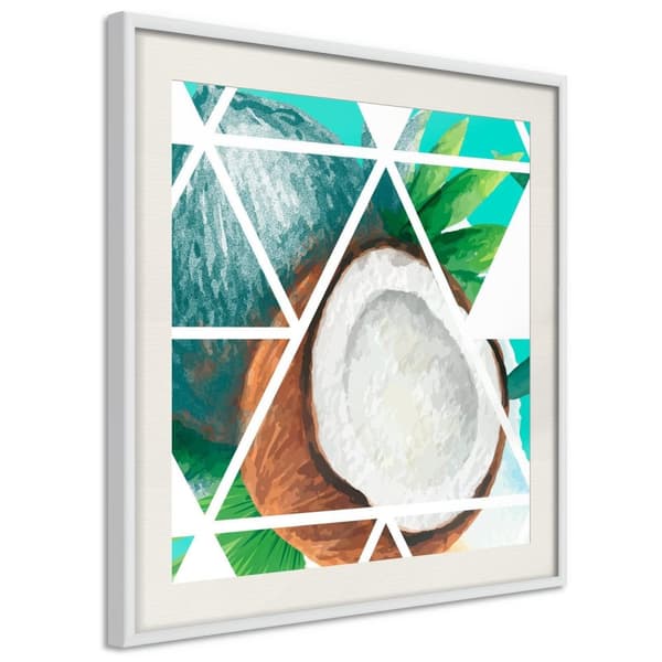 Inramad Poster / Tavla - Tropical Mosaic with Coconut (Square)