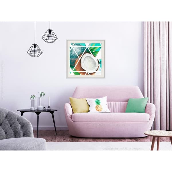 Inramad Poster / Tavla - Tropical Mosaic with Coconut (Square)
