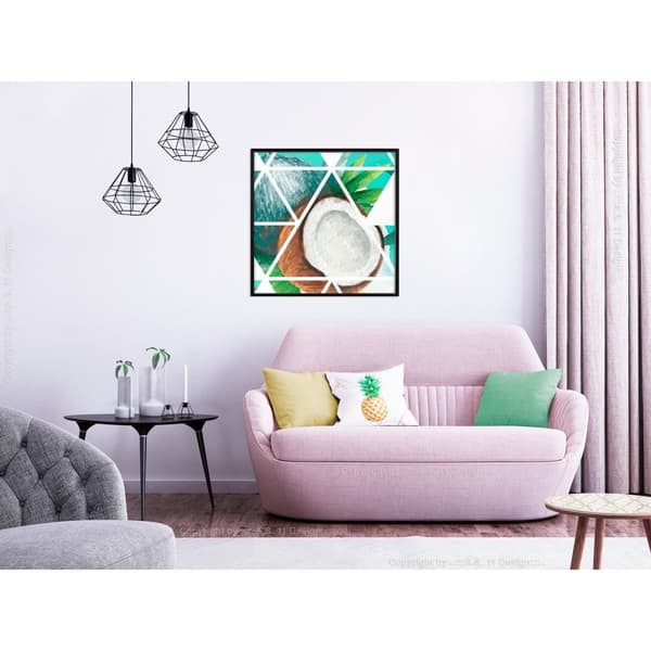 Inramad Poster / Tavla - Tropical Mosaic with Coconut (Square)