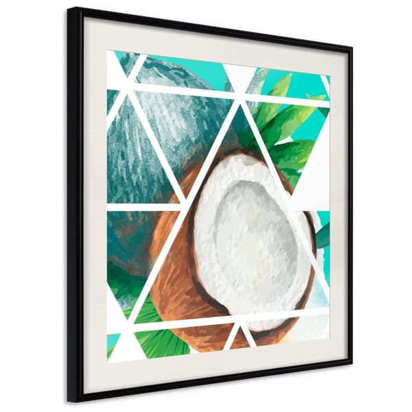 Inramad Poster / Tavla - Tropical Mosaic with Coconut (Square)