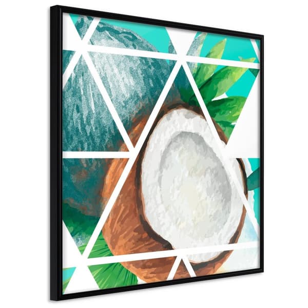Inramad Poster / Tavla - Tropical Mosaic with Coconut (Square)