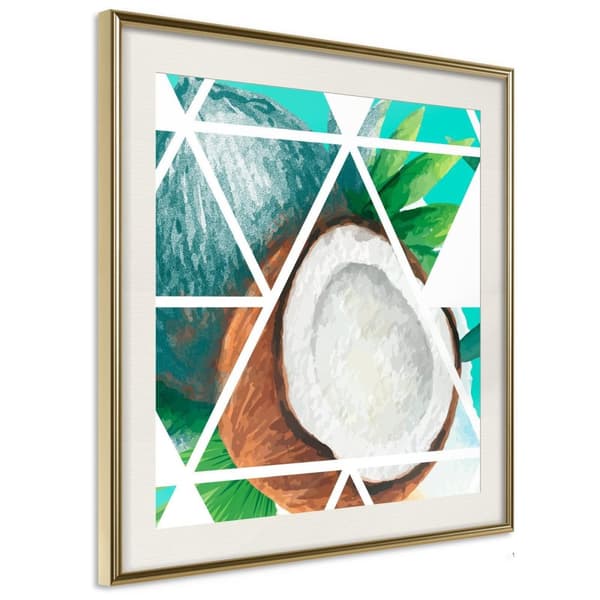 Inramad Poster / Tavla - Tropical Mosaic with Coconut (Square)