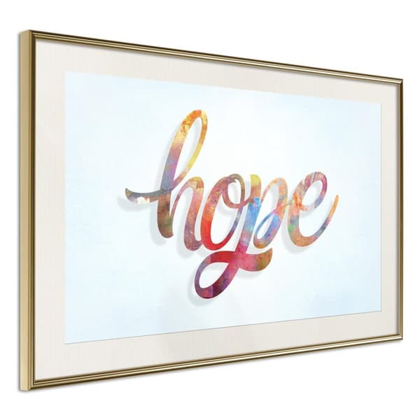 Inramad Poster / Tavla - Colourful Hope Guldram med passepartout 45x30