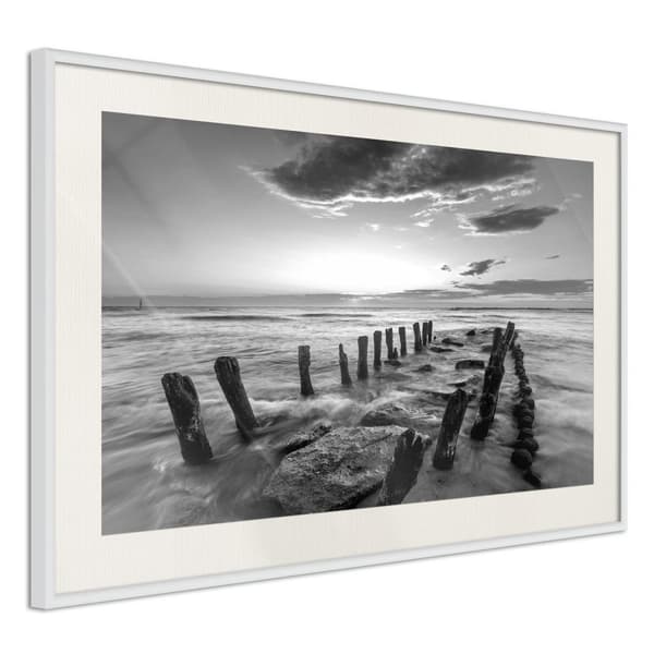 Inramad Poster / Tavla - Old Breakwater Vit ram med passepartout 45x30