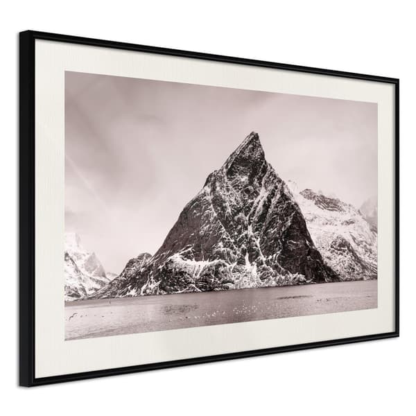 Inramad Poster / Tavla - Stark Landscape Svart ram med passepartout 60x40