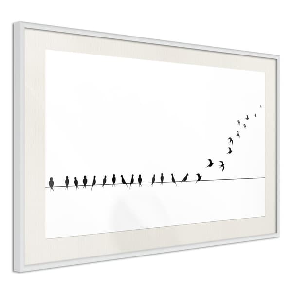 Inramad Poster / Tavla - Birds on a Wire
